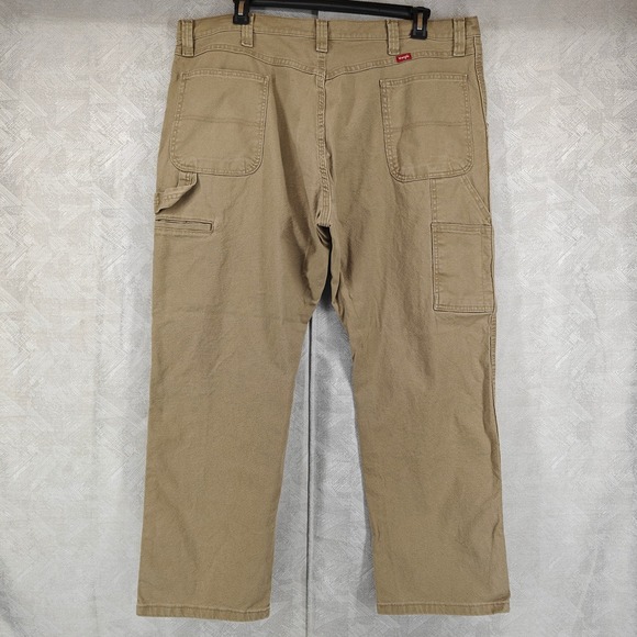 Wrangler Other - Wrangler Carpenter Pants Mens 42x30 Tan Beige Stretch Flex Casual Utility Work